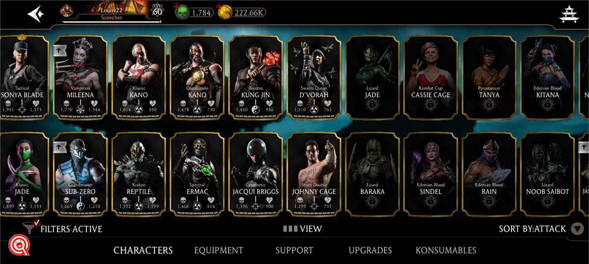 Game account sale Mortal Kombat X Mobile